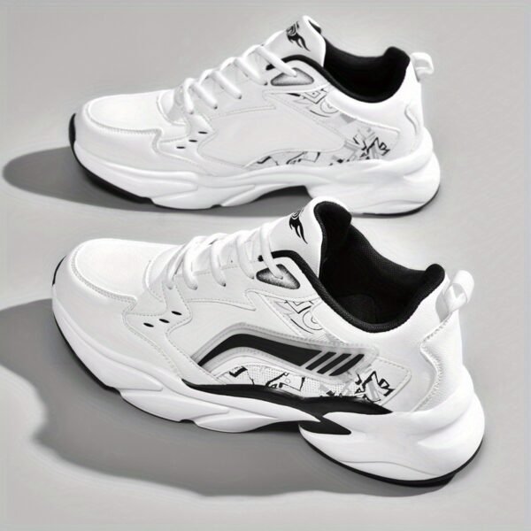 Men'S All-Season Mid-Top Athletic Sneakers - Durable, Shock-Absorbing Running Shoes with Cushioned Support, White & Gray Design, EVA Sole, Fabric Lining, and Comfortable EVA Insole for Casual Wea - Image 5