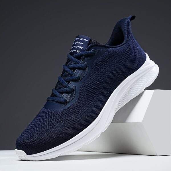 Men’s Navy Blue Breathable Running Shoes – EVA Sole, Lace-Up