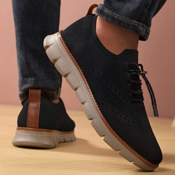 Men's Breathable Woven Knit Sneakers - Lightweight Stability Non-Slip Rubber Sole, EVA Cushioned Insole, Low-Top Lace-Up Design for Gym, Training & Casual Wear - All-Season Comfort, Shoe Insoles, Gym Footwear, Stylish Laceups, Flexible Fabric Upper, Outdoor Activities, Trendy Footwear, Durable Construction, Comfortable Footwear, Fitness Enthusiasts - Image 10