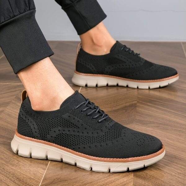 Plus Size Men's Trendy Solid Breathable Sneakers, Comfy Non Slip Soft Sole Lace Up Shoes For Men's Outdoor Activities - Image 3