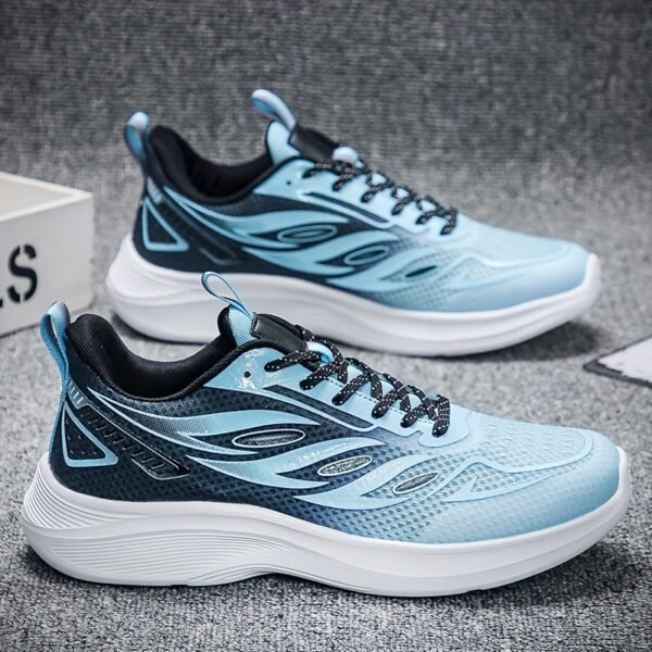 Men’s Breathable Athletic Sneakers – Blue & Black Gradient Running Shoes - Image 3
