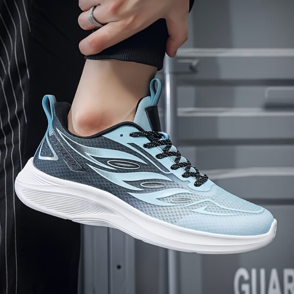 Men’s Breathable Athletic Sneakers – Blue & Black Gradient Running Shoes - Image 4