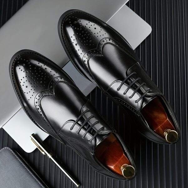 JIT2025 Men’s Black Brogue Oxford – Versatile Lace-Up Dress Shoes - Image 7