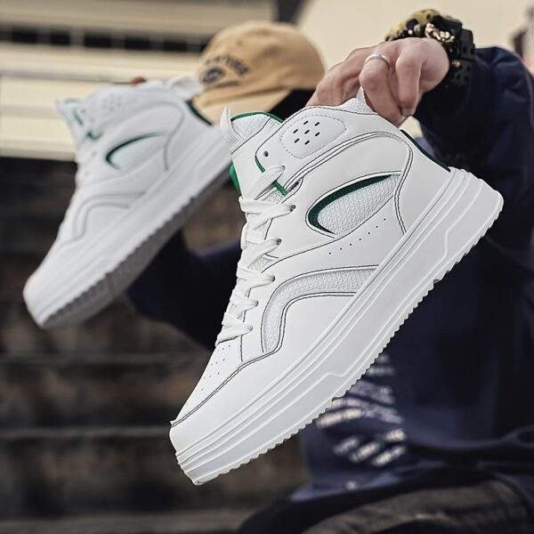 Plus Size Men's Trendy Solid/Colour Block High Top Skate Shoes, Comfy Non Slip Casual Soft Sole Sneakers For Men's Outdoor Activities - Image 11
