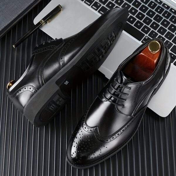 JIT2025 Men’s Black Brogue Oxford – Versatile Lace-Up Dress Shoes - Image 8
