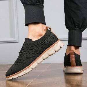 Plus Size Men's Trendy Solid Breathable Sneakers, Comfy Non Slip Soft Sole Lace Up Shoes For Men's Outdoor Activities