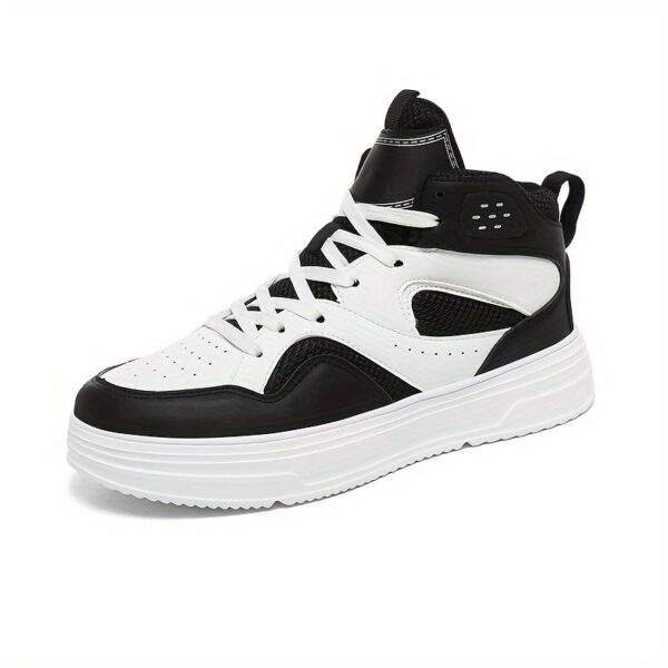 Plus Size Men's Trendy Solid/Colour Block High Top Skate Shoes, Comfy Non Slip Casual Soft Sole Sneakers For Men's Outdoor Activities - Image 5