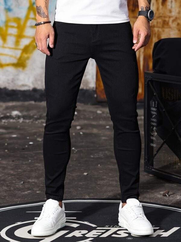 Men’s Casual Skinny Jeans – Chic Street Style, Medium Stretch Denim Pants - Image 6