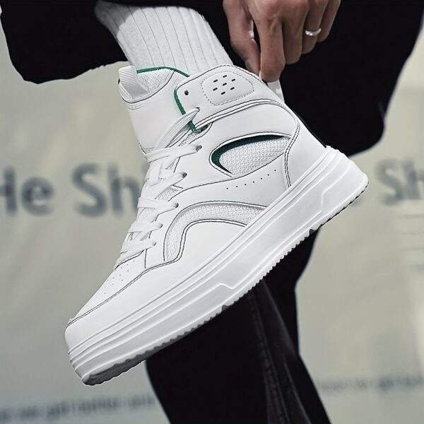 Plus Size Men's Trendy Solid/Colour Block High Top Skate Shoes, Comfy Non Slip Casual Soft Sole Sneakers For Men's Outdoor Activities - Image 9