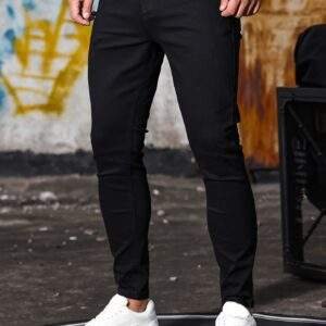 Men’s Casual Skinny Jeans – Chic Street Style, Medium Stretch Denim Pants