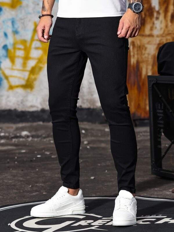 Men’s Casual Skinny Jeans – Chic Street Style, Medium Stretch Denim Pants