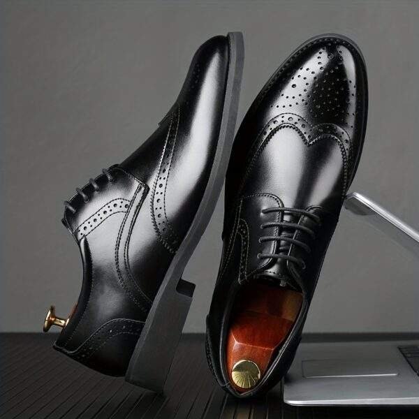 JIT2025 Men’s Black Brogue Oxford – Versatile Lace-Up Dress Shoes - Image 5
