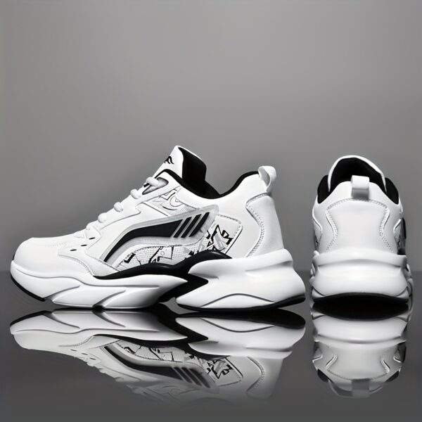 Men'S All-Season Mid-Top Athletic Sneakers - Durable, Shock-Absorbing Running Shoes with Cushioned Support, White & Gray Design, EVA Sole, Fabric Lining, and Comfortable EVA Insole for Casual Wea