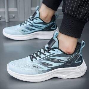 Men’s Breathable Athletic Sneakers – Blue & Black Gradient Running Shoes