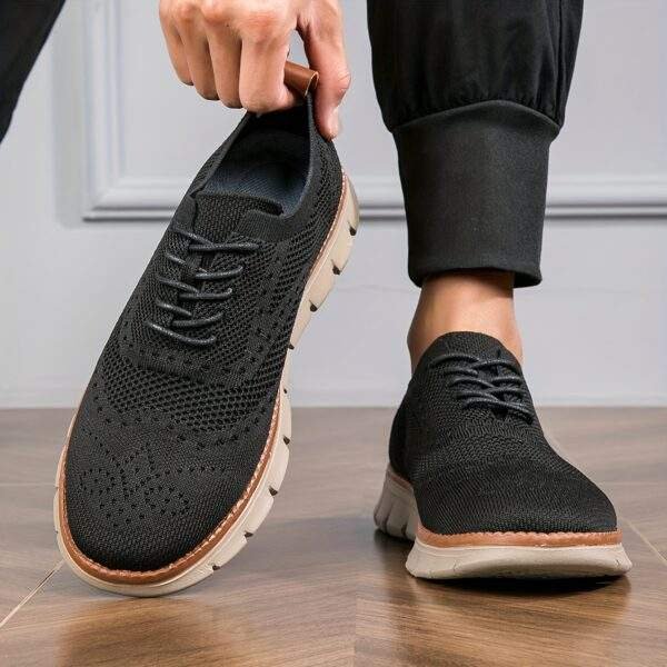Plus Size Men's Trendy Solid Breathable Sneakers, Comfy Non Slip Soft Sole Lace Up Shoes For Men's Outdoor Activities - Image 2