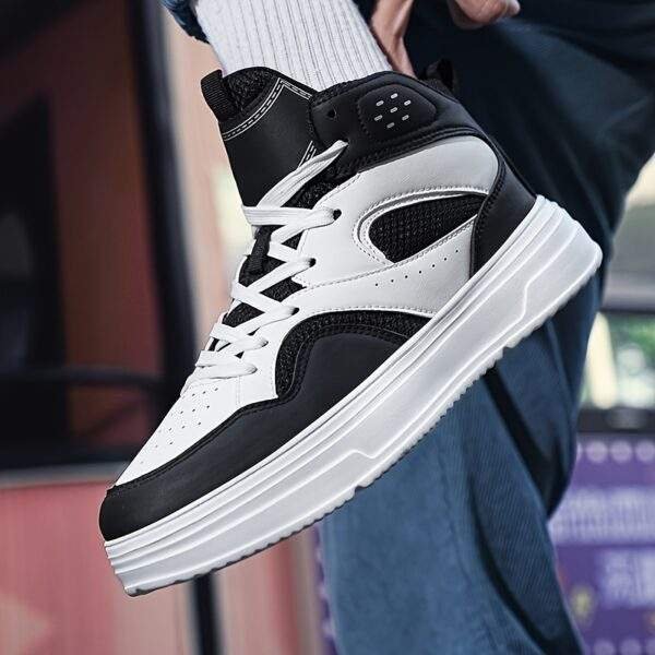 Plus Size Men's Trendy Solid/Colour Block High Top Skate Shoes, Comfy Non Slip Casual Soft Sole Sneakers For Men's Outdoor Activities - Image 6