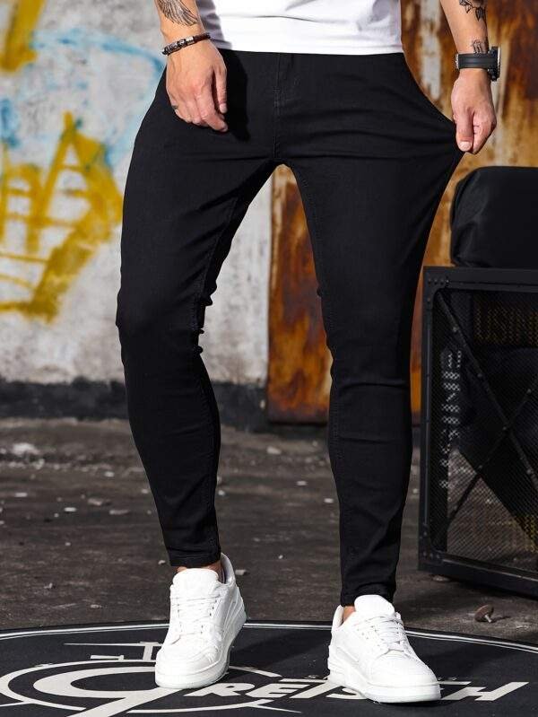 Men’s Casual Skinny Jeans – Chic Street Style, Medium Stretch Denim Pants - Image 3