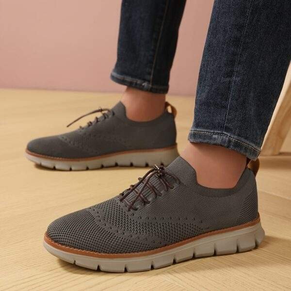 Men's Breathable Woven Knit Sneakers - Lightweight Stability Non-Slip Rubber Sole, EVA Cushioned Insole, Low-Top Lace-Up Design for Gym, Training & Casual Wear - All-Season Comfort, Shoe Insoles, Gym Footwear, Stylish Laceups, Flexible Fabric Upper, Outdoor Activities, Trendy Footwear, Durable Construction, Comfortable Footwear, Fitness Enthusiasts - Image 5