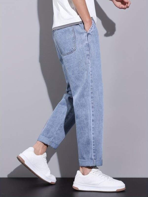 Men's Trendy Casual Denim Jeans – Straight Leg, Loose Fit, Outdoor Fall Wear - Image 4