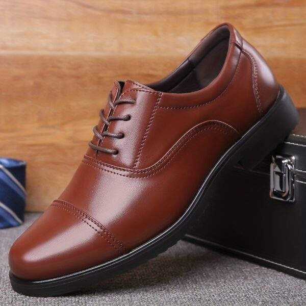 Men’s Black Lace-Up Loafers – Stylish Dress Shoes with Rubber Sole - Image 4