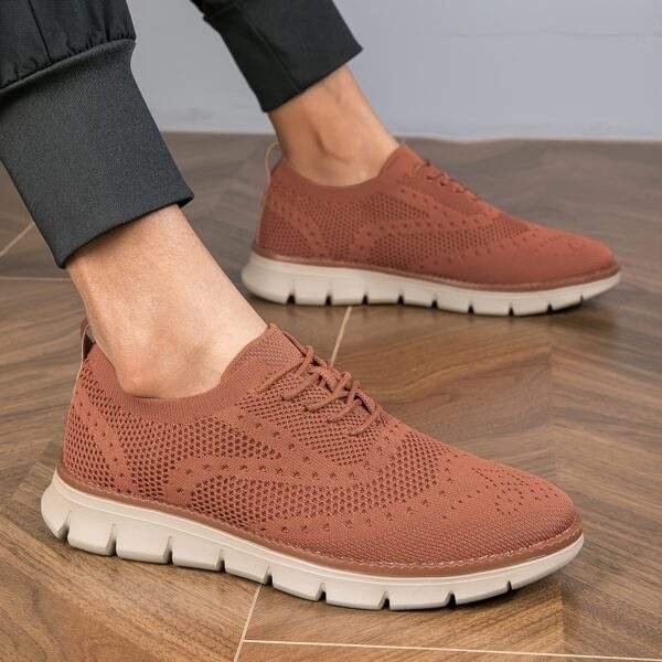 Plus Size Men's Trendy Solid Breathable Sneakers, Comfy Non Slip Soft Sole Lace Up Shoes For Men's Outdoor Activities - Image 5