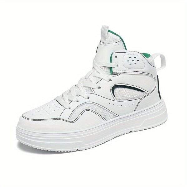 Plus Size Men's Trendy Solid/Colour Block High Top Skate Shoes, Comfy Non Slip Casual Soft Sole Sneakers For Men's Outdoor Activities - Image 3