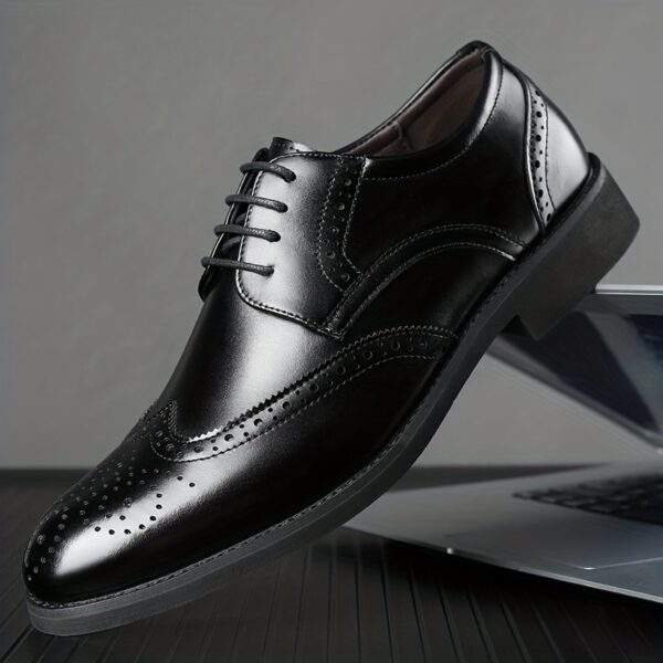 JIT2025 Men’s Black Brogue Oxford – Versatile Lace-Up Dress Shoes - Image 2