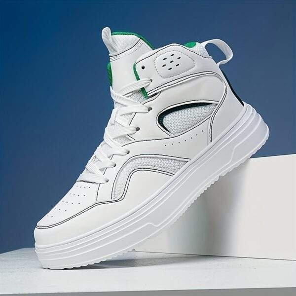 Plus Size Men's Trendy Solid/Colour Block High Top Skate Shoes, Comfy Non Slip Casual Soft Sole Sneakers For Men's Outdoor Activities - Image 2
