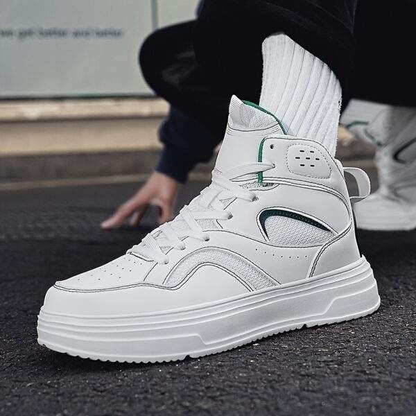 Plus Size Men's Trendy Solid/Colour Block High Top Skate Shoes, Comfy Non Slip Casual Soft Sole Sneakers For Men's Outdoor Activities - Image 10