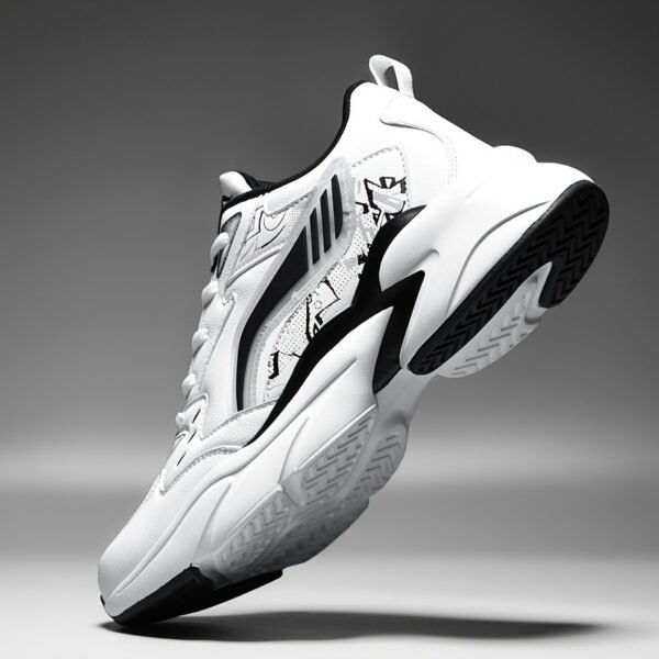 Men'S All-Season Mid-Top Athletic Sneakers - Durable, Shock-Absorbing Running Shoes with Cushioned Support, White & Gray Design, EVA Sole, Fabric Lining, and Comfortable EVA Insole for Casual Wea - Image 13