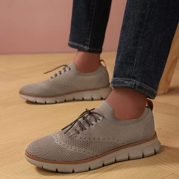 Men's Breathable Woven Knit Sneakers - Lightweight Stability Non-Slip Rubber Sole, EVA Cushioned Insole, Low-Top Lace-Up Design for Gym, Training & Casual Wear - All-Season Comfort, Shoe Insoles, Gym Footwear, Stylish Laceups, Flexible Fabric Upper, Outdoor Activities, Trendy Footwear, Durable Construction, Comfortable Footwear, Fitness Enthusiasts - Image 2