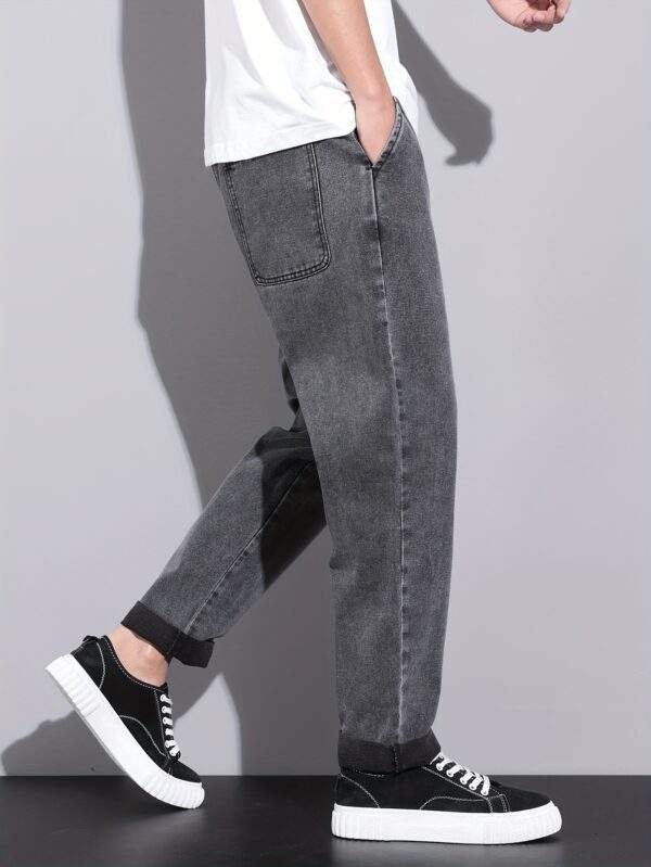 Men's Trendy Casual Denim Jeans – Straight Leg, Loose Fit, Outdoor Fall Wear - Image 5