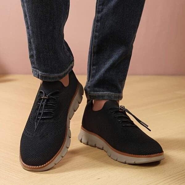 Men's Breathable Woven Knit Sneakers - Lightweight Stability Non-Slip Rubber Sole, EVA Cushioned Insole, Low-Top Lace-Up Design for Gym, Training & Casual Wear - All-Season Comfort, Shoe Insoles, Gym Footwear, Stylish Laceups, Flexible Fabric Upper, Outdoor Activities, Trendy Footwear, Durable Construction, Comfortable Footwear, Fitness Enthusiasts - Image 6