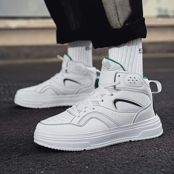 Plus Size Men's Trendy Solid/Colour Block High Top Skate Shoes, Comfy Non Slip Casual Soft Sole Sneakers For Men's Outdoor Activities - Image 8
