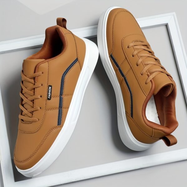 Men'S Retro Low-Top Lace-Up Sneakers - Lightweight Casual & Sport Shoes with Synthetic Cover Upper, EVA Sole & Breathable Fabric Lining, Navy Blue & Orange Accents for Daily Wear, Running, Gym, Gym Shoes - Image 7