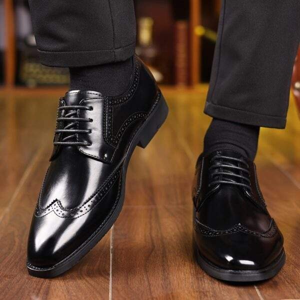 Plus Size Men’s Classic Wing-Tip Derby Shoes – Comfy Non-Slip Dress Shoes - Image 8