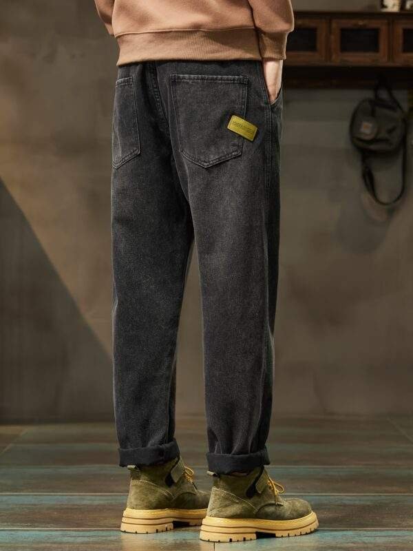 Men's High-Waist Loose Fit Black Denim Jeans - Image 2