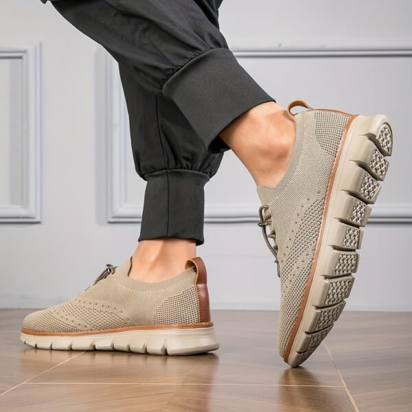 New Men's Fashion Casual Shoes Anti-Slip Outdoor Comfortable Low-Top Walking Shoes Mesh Breathable Knit Lightweight Classic Business Shoes Large Size - Image 5