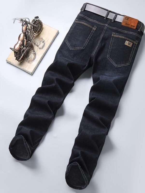 Men's Plus Size Business Casual Jeans – Light Blue Stretch Denim with Gold Buttons, Comfortable & Durable All-Season - Image 9