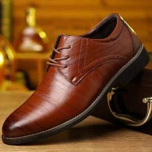 Men’s Brown Wingtip Oxfords – Formal Lace-Up Dress Shoes