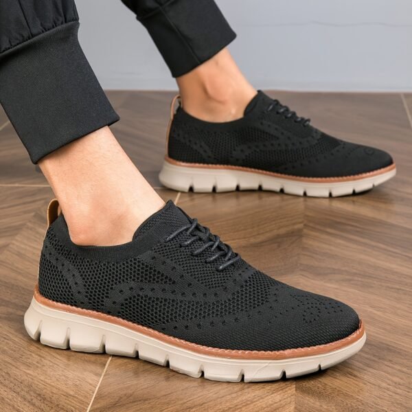 Plus Size Men’s Breathable Woven Knit Sneakers – Durable Non-Slip Lace-Up Shoes - Image 9