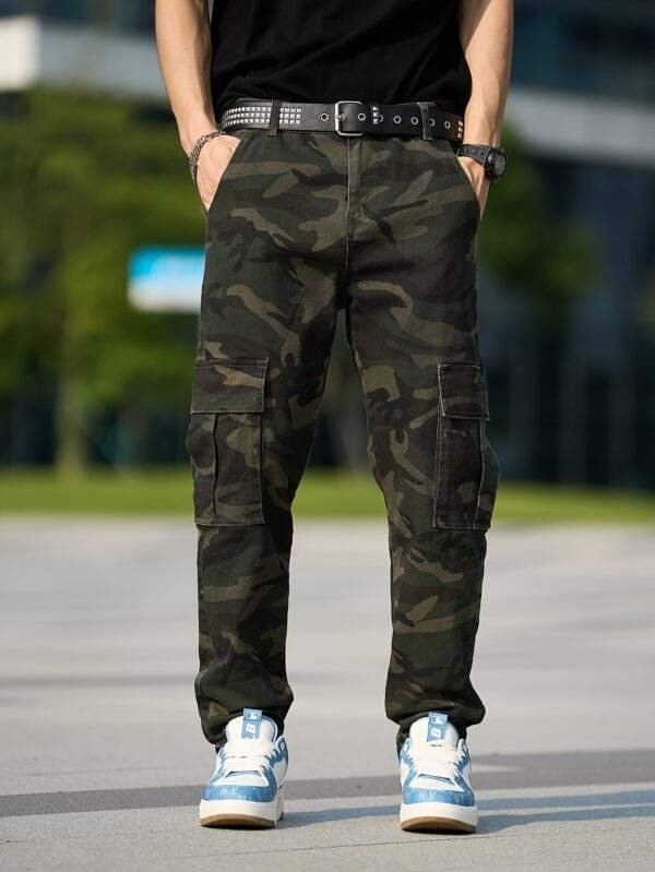 Men’s Plus Size Camo Cargo Jeans – Stretch Slim Fit Denim with Pockets, Olive Green, Casual Style for Spring/Summer/Fall, Skinny Fit, PLUS SIZE - Image 3