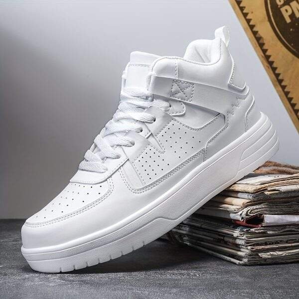 Men’s High-Top Fashion Sneakers – Casual Sports Lace-Up Running Shoes, PU Upper, EVA Cushioned Insole, MD Sole, All-Season Comfort - Image 3