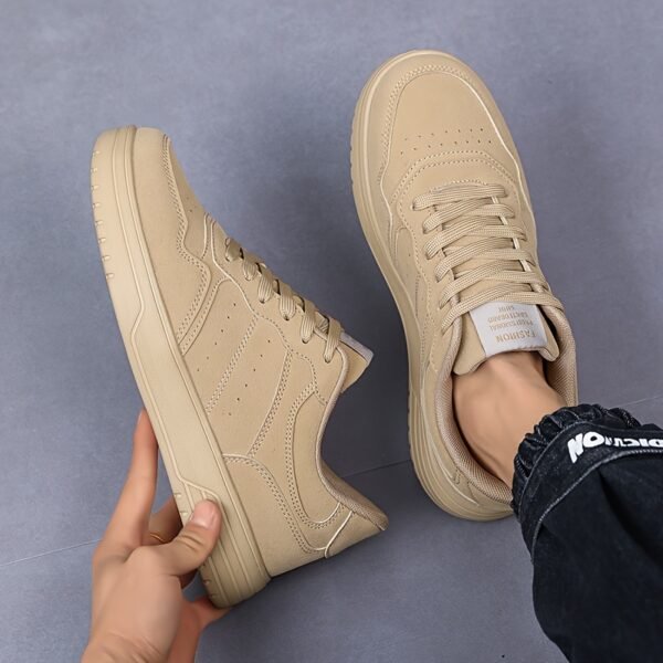 Men's Lightweight Durable Casual Sneakers - Low-Top Lace-Up Outdoor Shoes with PU Upper & MD Sole, All-Season Versatile Design for Hiking, Running, Daily Wear - Breathable Fabric Lining & Round Toe Comfort, Hiking Streetwear, Sporty Look, Secure Fit Closure - Image 4