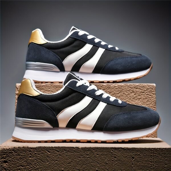 AOPLUS Men's Breathable Casual Sneakers - Lightweight Running Shoes with Cushioned Insole, Durable Rubber Sole, and Stylish Color Block Design for Sports and Casual Attire - Image 2