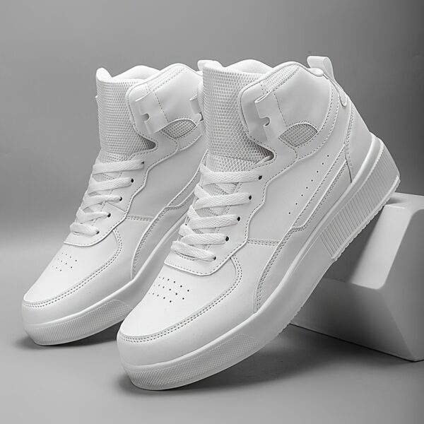Men'S High-Top Casual Sneakers, Thick Sole Comfortable Lace-Up Shoes, All-Season Fabric Sneakers with EVA Insole, Round Toe Design, and Tread for Outdoor Activities
