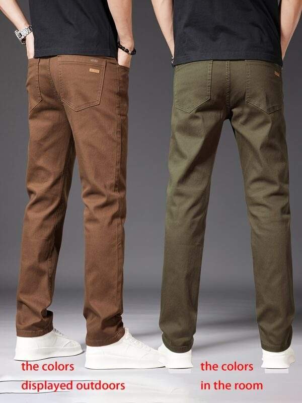 New Men’s High-End Coffee-Colored Casual Jeans – Slim Straight, Elastic, Body-Shaping, Versatile Korean Style for Indoor & Outdoor Summer Wear - Image 9