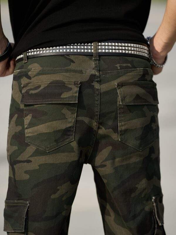 Men’s Plus Size Camo Cargo Jeans – Stretch Slim Fit Denim with Pockets, Olive Green, Casual Style for Spring/Summer/Fall, Skinny Fit, PLUS SIZE - Image 5