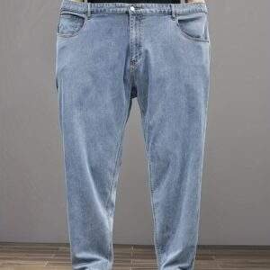 Plus Size Men’s Soft & Comfy Jeans – Casual Loose Fit Denim with Pockets, Stretch Rayon Blend for Fall/Winter