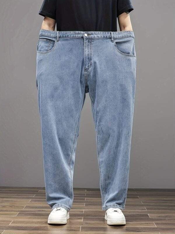Plus Size Men’s Soft & Comfy Jeans – Casual Loose Fit Denim with Pockets, Stretch Rayon Blend for Fall/Winter